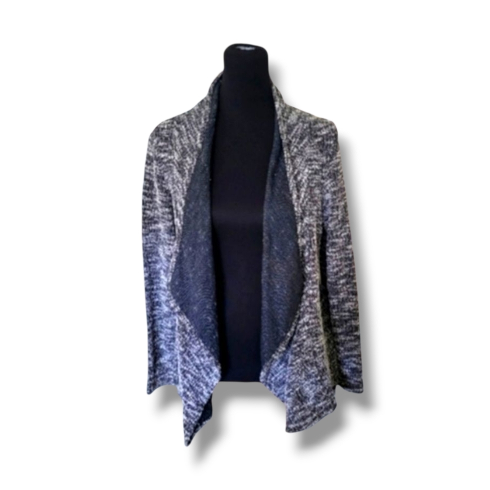 Club Monaco | Black/Gray Marled Open Drape Front Cardigan (SIZE S)